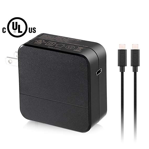 Charger for Macbook Pro 45W PD charger USB C Charger UL certificated for Macbook Pro,Google Pixel,Nintendo Switch,iPhone X/8/8Plus,Moto Z Samsung Mate Book and More(Black)