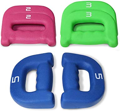 WF Athletic Supply D-Shaped Neoprene Grip Weights, Walking Dumbbells, Hand-Hold Weights, Jogging, Light Workout, Aerobics Weights, Sold by Pair of 1 lb, 2 lb, 3 lb and 5 lbs or Multiple Pair Set