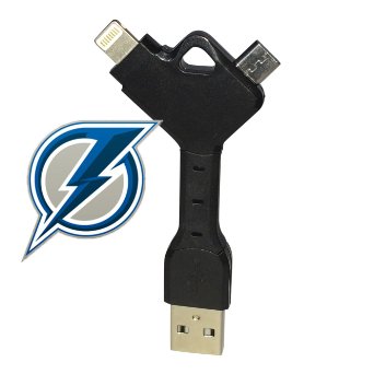 Blue Lightning MicroUSB & Lightning Keychain Charger & Sync for Samsung Galaxy 6, Note 4, LG G4, Other Android Devices or Apple iPhone 5, 5s, 6, iPod, and iPad
