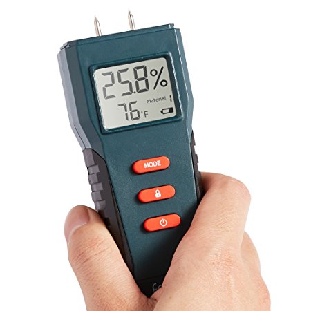 Fetanten Digital LCD Moisture Meter Tester for Wood, Building Materials, Sheetrock, Drywall,Firewood,Cement, Garden Plants and More, 2-Pin Sensor , Temperature and Humidity