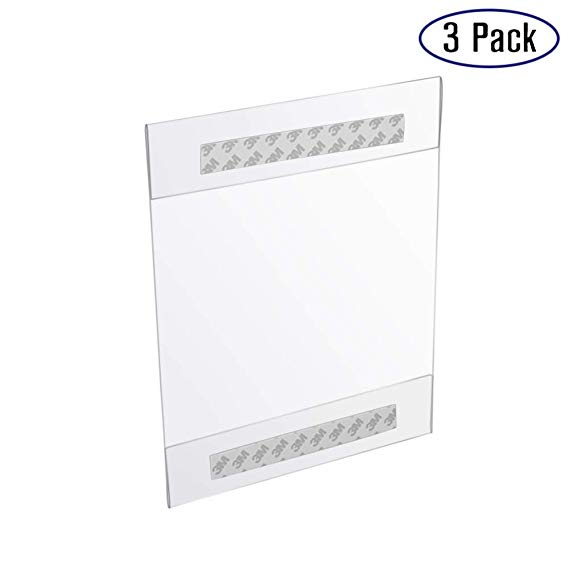 Wall Mount Sign Holder 8.5" x 11" Acrylic Clear Frames with 3M Tape Adhesive for Home, Office, Store, Restaurant - 3 Pack (3)