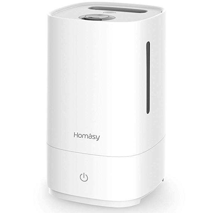 Homasy Cool Mist Humidifiers with Essential Oil Nozzle, 4.5L Ultrasonic Humidifier for Large Baby Bedroom, Vaporizer with Whisper-Quiet, Auto Shut Off, Top-Refill Design - Lasts Up to 30 Hours