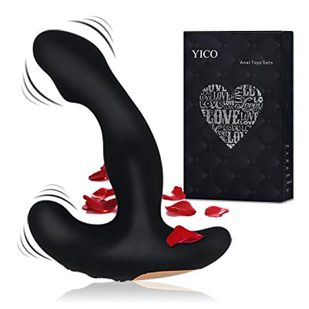 Vibrating Anal Prostate Massager Dildo Vibrator - Double Powerful Motor Realistic Vibrant G-spot Adult Sex Toys Ultra-soft & Bendable - YICO 12 Vibration USB Rechargeable Waterproof for Male Women Gay