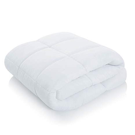 LinenSpa White Goose Down Alternative Quilted Comforter with Corner Duvet Tabs, Oversized King