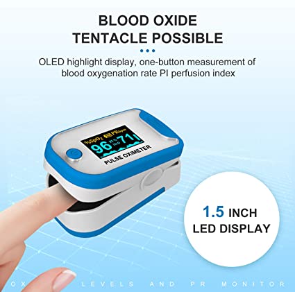 Fingertip Pulse Blood Oxygen Saturation Analyzer Heart Rate and Spo2 Monitor Physical Activity Tracker with Led Display and Lanyard Accurate