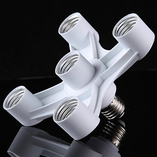 Vktech® E27 to 5 E27 Socket Splitter Light Lamp Bulb Base Adapter Holder For Studio (E27 - 5 E27)