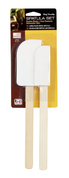 Made in America Heat-Resistant Flexible Spatulas with White Birch Handles, 2-Piece Spatula Set Includes 1-Each Wide and Slim Spatula, 9.75-Inch
