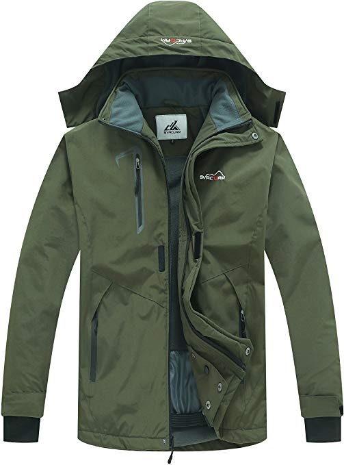 svacuam Men's Winter Hooded Outdoor Ski Jacket Windbreaker Rain Coat