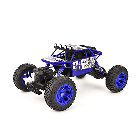 Coolmade RC Car Conqueror Electric RC Truck Rock Crawler 2.4Ghz 4 Wheel Drive 1:18 Racing Cars Climber Trucks Toy for Kids 4WD Extreme Crawler Off-Road RC Vehicle (2 Battery inside) - Blue