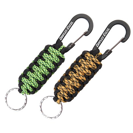 Dimples Excel 550lb (250 kg) Survival Paracord Keychains with Carabiners (2 Pack)