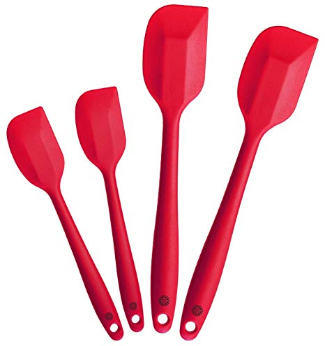 StarPack Premium Range Silicone Spatula Set of 4 in EU LFGB Grade with Hygienic Solid Coating   Bonus 101 Cooking Tips (Cherry Red)