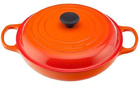 Le Creuset LS2532-222 Signature Enameled Cast-Iron Braiser, 1-1/2 quart, Flame