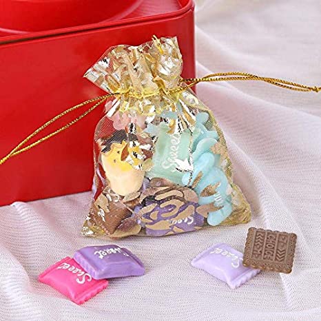 vinyakamart Potli Bags for Return Gift,return gift Organza Potli Bags, jewelry Pouches,wedding Party Favor Gift Bags,(14 cm X 20 cm)(25 pcs)(Mix Colors)
