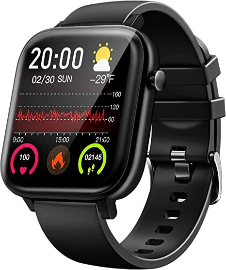 Smart Watch,Fitness Tracker Watch IP67 Waterproof Bluetooth Smartwatch with Blood Pressure Heart Rate Monitor Smart Bracelet Sports Activity Watch Compatible Android iOS Phones for Women Men Black