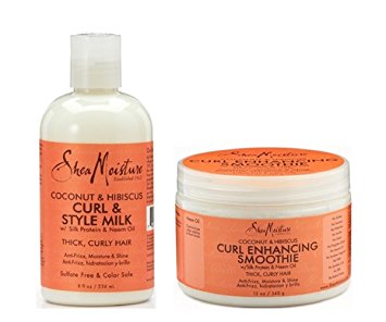 Shea Moisture Coconut and Hibiscus Combination Pack – 8 oz. Curl & Style Milk & 12 oz. Curl Enhancing Smoothie