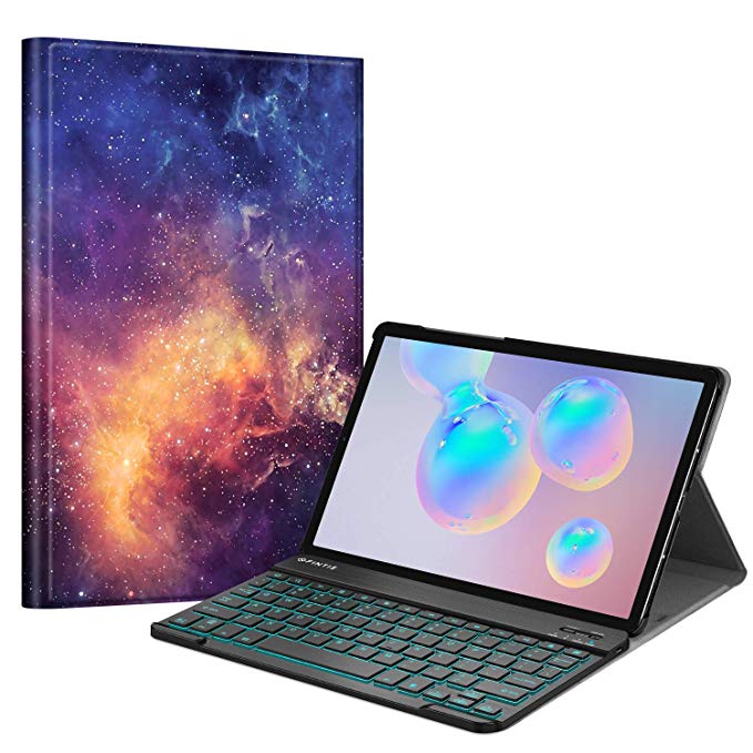 Fintie Keyboard Case for Samsung Galaxy Tab S6 10.5" 2019 (Model SM-T860/T865/T867), [Supports S Pen Wireless Charging] Slim Cover w/Detachable Wireless Bluetooth Keyboard, 7 Color Backlit, Galaxy