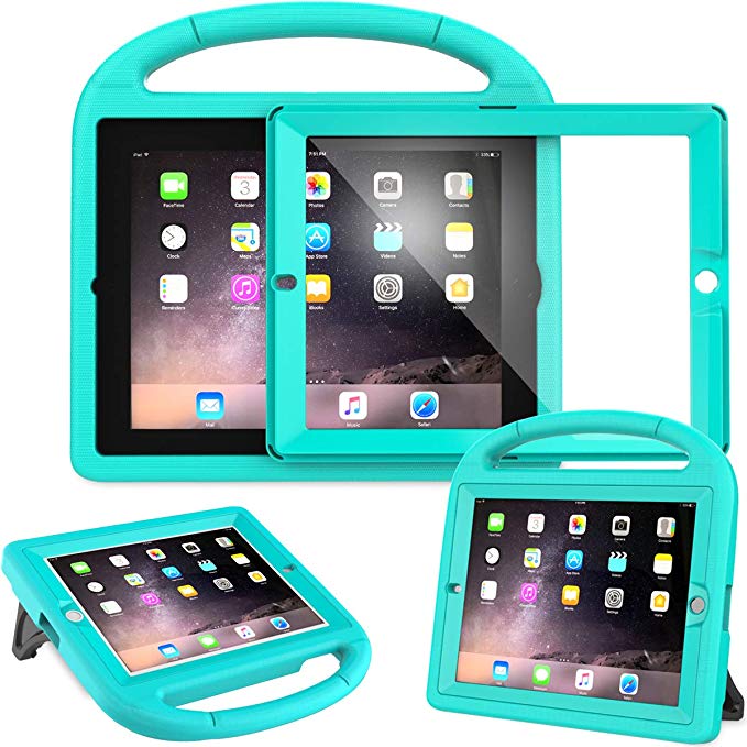 AVAWO Kids Case Built-in Screen Protector for iPad 2 3 4 （Old Model）- Shockproof Handle Stand Kids Friendly Compatible with iPad 2nd 3rd 4th Generation (Turquoise)