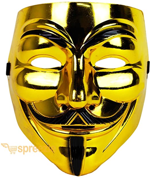Spreezie Gold V for Vendetta Face Mask Guy Fawkes Halloween Party Masquerade Anonymous Guy Fawkes Mask Mask Vendetta