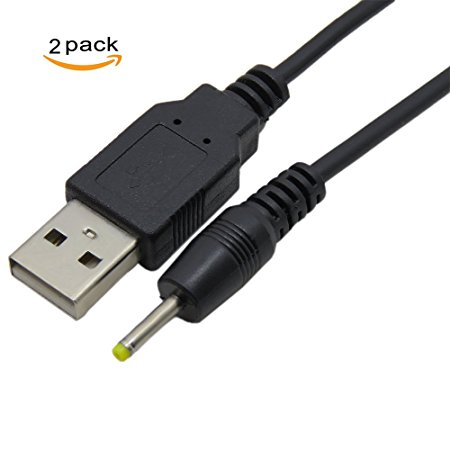 TENINYU USB 2.0 A Male to DC 2.5x0.7mm 5 Volt DC Barrel Jack Power Cable 4FT, Black (Max 2.5 Ampere Power Cable, Center PIN Positive),2Pack