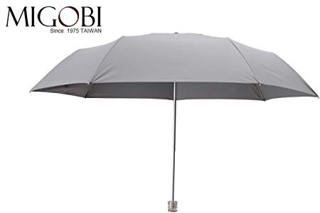 MIGOBI Lightweight Portable Umbrella with Travel Windproof Design Folding UV Parasol for Women Girls,Mini UPF 50  Umbrella with Gift Box 8801(Black/Gray)