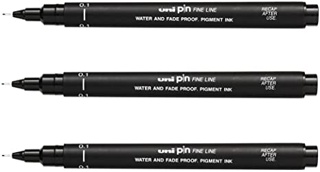 UNI-BALL PIN DRAWING PEN FINELINER ULTRA FINE LINE MARKER 0.1mm BLACK Ink - [Pack of 3]