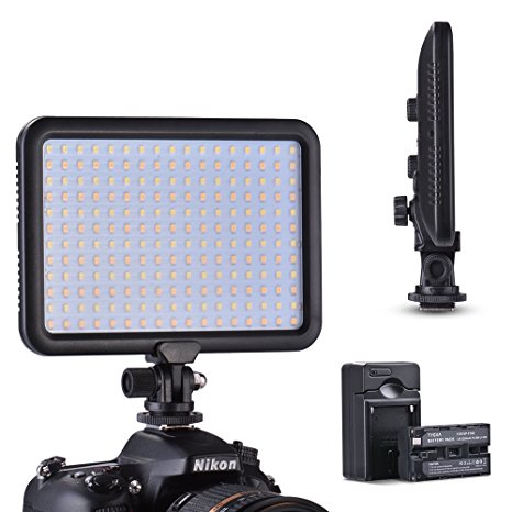 Tycka Camera 204 Led Lighting Panel, Video Photo Studio Light, 1300lm Stepless Dimmable Brightness, 3200K - 5600K White and Yellow light, 2200mAh battery and charger, Ultra-thin, for DSLR DV Camcorder
