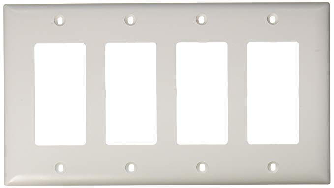 PASS & SEYMOUR TP264WCC10 4 Gang 4 Decorator Opening Nylon Wall Plate, White