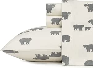 Eddie Bauer - Full Sheets, Cotton Flannel Bedding Set, Brushed for Extra Softness, Cozy Home Decor (Bear Family, Full)