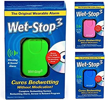 Wet-Stop3 Green Bedwetting Enuresis Alarm with Sound and Vibration, Moisture Sensor for Boys or Girls