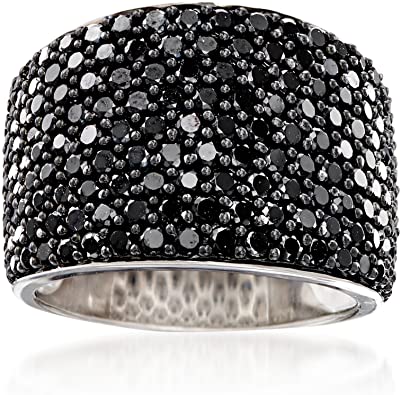 Ross-Simons 3.70 ct. t.w. Pave Black Spinel Wide Ring in Sterling Silver For Women