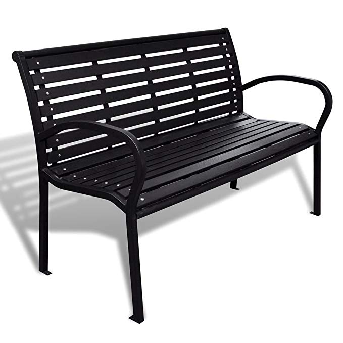 Festnight 3-Seater Outdoor Patio Garden Bench Porch Chair Seat with Steel Frame Solid Construction 49" x 24" x 32" (3 Seater)