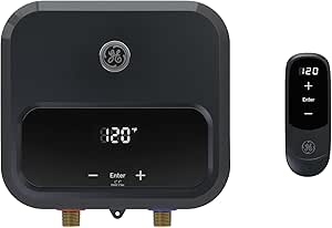 GE Appliances 3.5kW, Small Tankless, Electric Water Heater with Digital Touch Screen Temperature Control, 0.7 Gallons per Minute, Compact Design, Installs at Point of Use, 120v