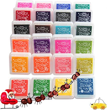 SBYURE Craft Ink Pad Stamps,24 Colors Rainbow Finger Ink pad for Kids DIY,Washable Ink Pads for Rubber Stamps Partner