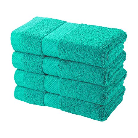 SEMAXE 4-Piece Hand Towel Set, 700GSM 16" x 28" 100% Cotton Hand Towels Super Absorbent Fade-Resistant (Green)