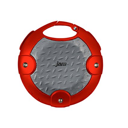 JAM Xterior Rugged Wireless Bluetooth Speaker, Dust Proof, Drop Proof, Waterproof, IP67 Rating, Built-in Speakerphone, Integrated Clip and Screw Mount to hang and Mount on Bike, HX-P480RD Red