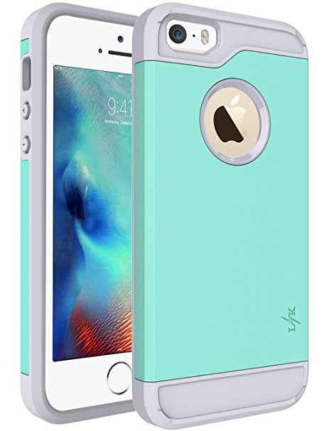 iPhone SE Case, LK [Armor Shield] Shock Absorbent Dual Layer Hard PC Cover   TPU Inner Hybrid Defender Case For Apple iPhone SE / 5S / 5 (Mint)