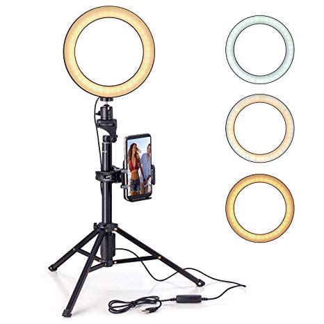 Eocean 8" Selfie Ring Light with Tripod for YouTube/Live Stream/Makeup, Mini Led Camera Ringlight for Vlog/Video/Photography Compatible with iPhone Xs/Max/XR 8/7 Plus/X/Android