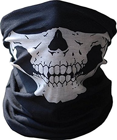 XINDELL Seamless Skull Face Tube Mask for Kids and Adults (Black)