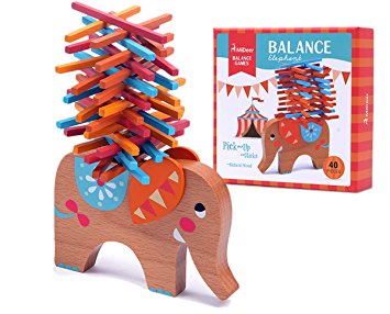 Wooden Puzzle Stacking Building Blocks Balance Board Table Game Elephant Balancing Toy Educational Gift For Kids 40 pieces