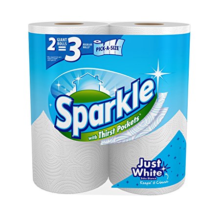 Sparkle Paper Towels Pick-A-Size Giant Rolls, White, 2 Count