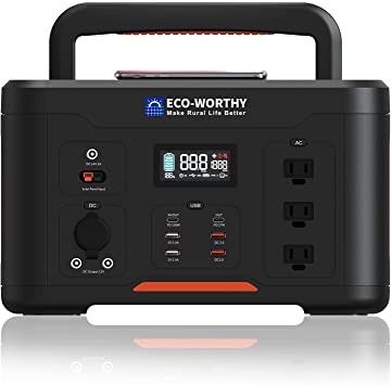 ECO-WORTHY 1200Wh Portable Power Station 1000W Solar Generator Wireless Charging Station Backup Lithium Battery Pack with 3x 120V/1000W AC Outlets for Outdoor Camping RV Travel Emergencies Home