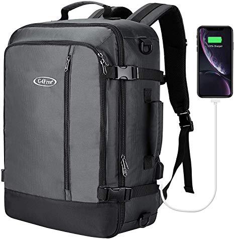 G4Free 3-Way Carry on Backpack 40L Flight Approved Travel Business Daypack Fit 15.6 Laptop with USB Port