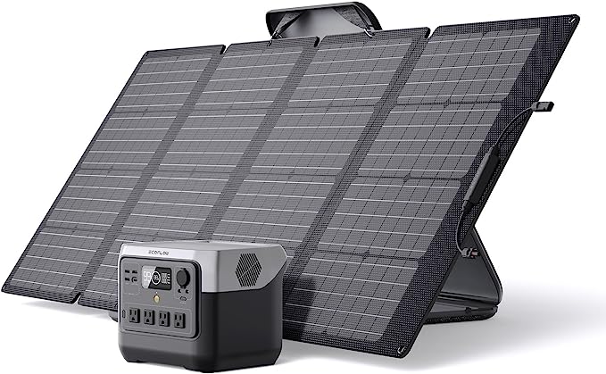 EF ECOFLOW Solar Generator RIVER 2 Pro 768Wh Portable Power Station & 160W Portable Solar Panel LiFePO4 Battery 70 Min Fully Charged, 4×AC Outlets Power Station For Camping, RV, Home Backup