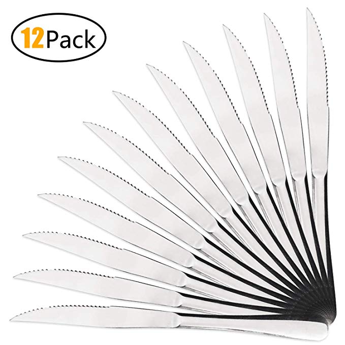 Heavy-Duty Stainless Steel Steak Knife Set of 12 for Chefs Commercial Kitchen - Great For BBQ Weddings - Dinners - Parties All Homes & Kitchens