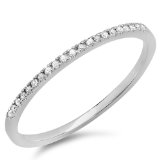 008 Carat ctw 10k Gold Round White Diamond Ladies Dainty Anniversary Wedding Band Stackable Ring