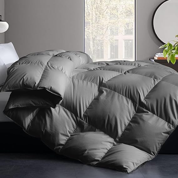 Cosybay Feather Comforter Filled with Feather & Down- All Season Grey Oversize Queen Down Duvet Insert- Luxurious Hotel Bedding Comforters with 100% Cotton Cover - Oversized Queen 98 x 98 Inch