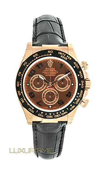 Rolex Daytona Mens Rose Gold Watch Chocolate Dial Black Leather Strap 116515 LN Unworn Box & Papers