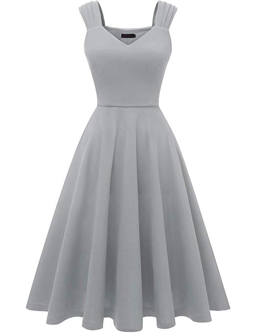 DRESSTELLS Women's Bridesmaid Vintage Tea Dress V-Neck Prom Party Swing Cocktail Dress