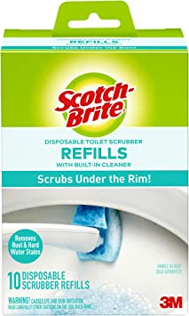 Scotch-Brite Disposable Toilet Scrubber Refills with Built-In Cleaner, Scrubs Under the Rim, Removes Rust & Hard Water Stains, 10 Refills