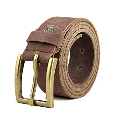 ShopnZ Men's Genuine Leather Belt - Full Grain Handmade Leather metal buckle belt for Jeans,Shorts – 126